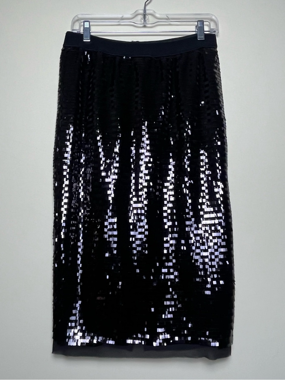 Who What Wear Black Sequin Pencil Midi Skirt Stretch Women’s Size XS Party Glam